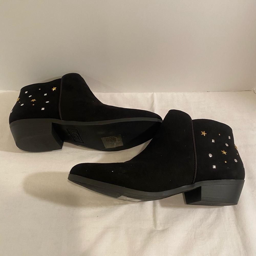 Sam Edelman Black Suede Ankle Boots with Star Studs